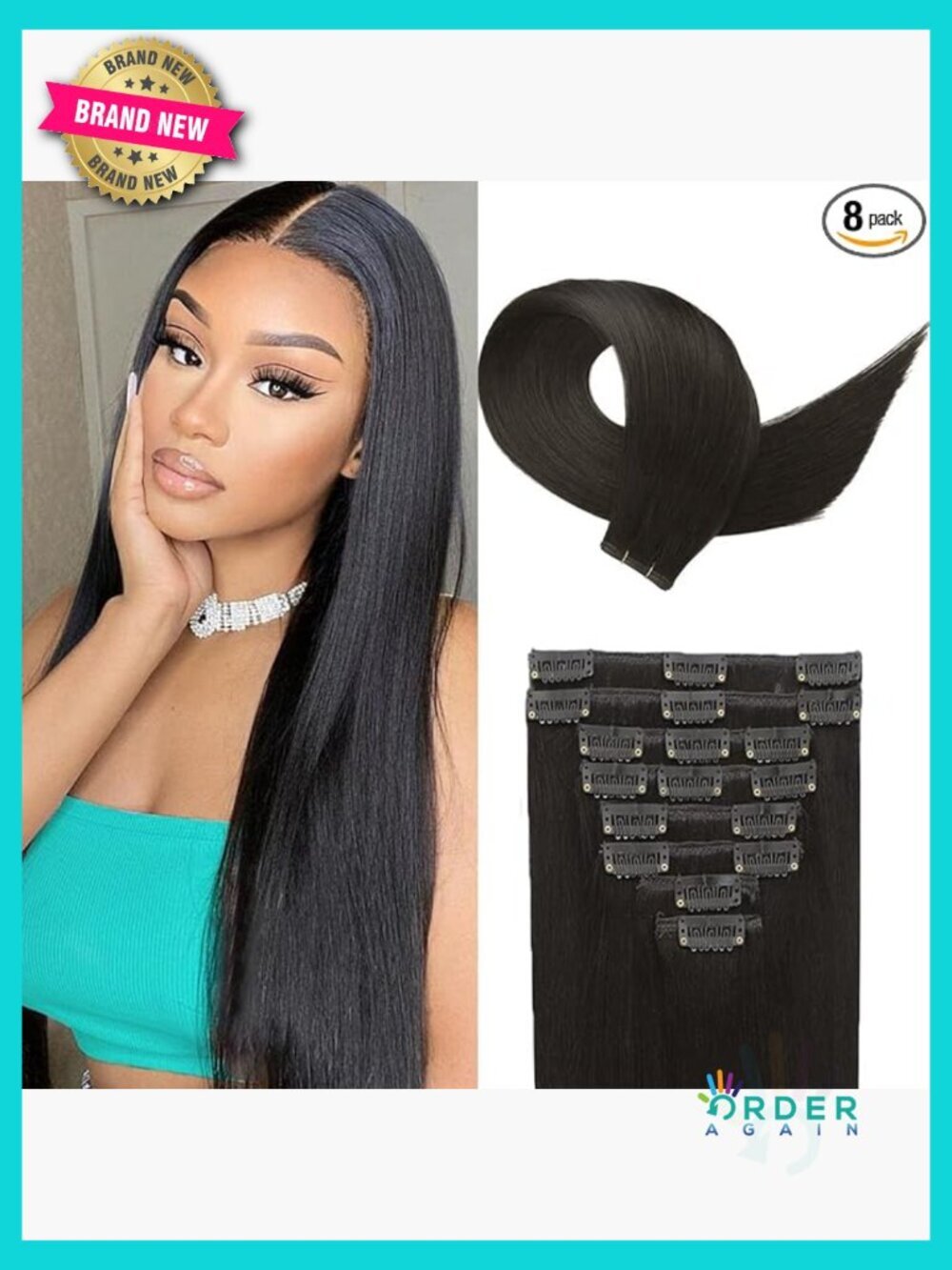 Clip in Hair Extensions Real Human Hair 24 Inch Seamless Double Weft Remy Hair
